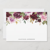 Carte Papeterie florale rose rustique et violet (Devant)