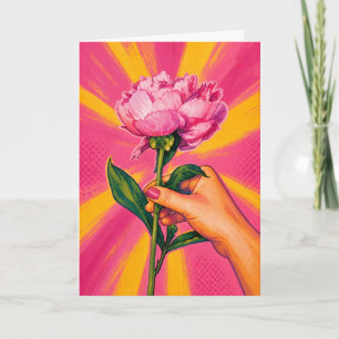 Carte Papeterie Pop Art Pivoine Rose