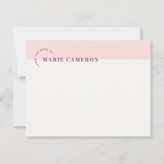 Carte Papeterie simple Pastel Colorblock - Rose (Devant)