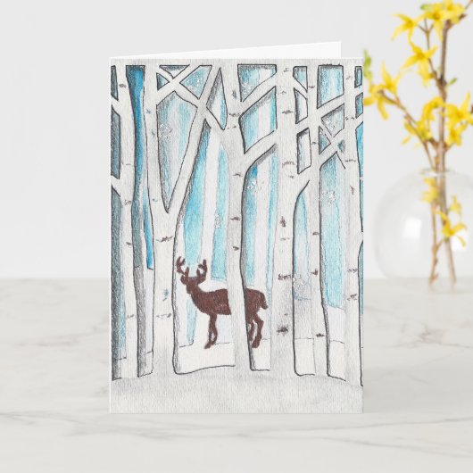 Carte Papeterie Winter Deer (Fleur jaune)