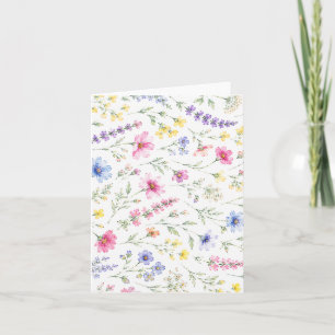 Carte Papier à lettres à motif de fleurs sauvages aquare