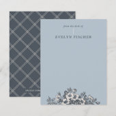 Carte Papier à lettres à motifs floraux - Bleu (Devant / Derrière)