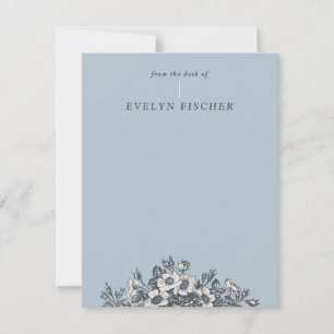 Carte Papier à lettres à motifs floraux - Bleu