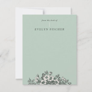 Carte Papier à lettres à motifs floraux - Vert