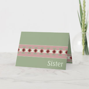 Carte Papier Floral Rose Vert Et Bourgogne