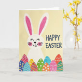Carte papier Lapin Œuf Rayé (Fleur jaune)