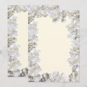 Carte Papier Mariage blanc floral blanc à bordure blanch (Devant / Derrière)