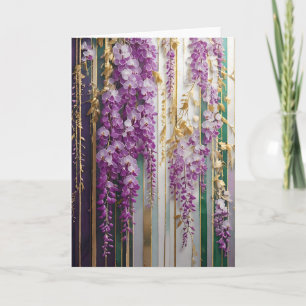 Carte Papier peint en fleurs Violet Or Wisteria