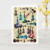 Carte Papier peint multicolore de violon (Fleur jaune)