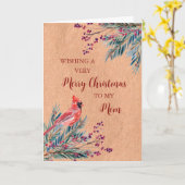 Carte Papier rustique Aquarelle Maman Joyeux Noël (Fleur jaune)