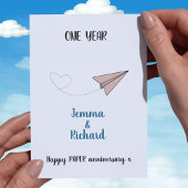 Carte Papier "Une année d'amour" Avion 1er Anniversaire