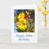 Carte Papillon 100e anniversaire (Fleur jaune)