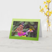 Carte Papillon à fleurs Anniversaire (Fleur jaune)