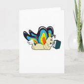 Carte Papillon à la lecture avec livre (Devant)