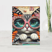 Carte Papillon adorable Chat Fée Conduire Toutes Les Occ (Devant)