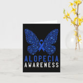 Carte Papillon Alopecia Sensibilisation Bleu AA Ribbon S (Fleur jaune)