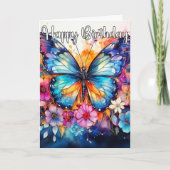 Carte Papillon artistique Abstrait rétro | Joyeux annive (Devant)