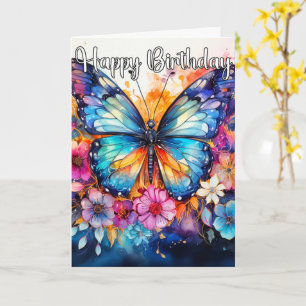Carte Papillon artistique Abstrait rétro Joyeux annive