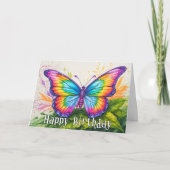 Carte Papillon artistique coloré Joyeux anniversaire (Devant)