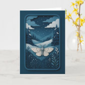 Carte Papillon au Clair de Lune dans la Forêt d'Hiver Ca (Fleur jaune)