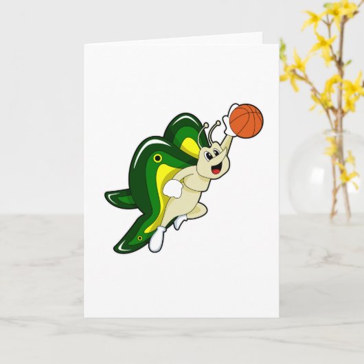Carte Papillon au sport de basket-ball (Fleur jaune)