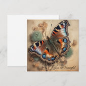 Carte Papillon avec ailes motifs paon personnalisable (Devant / Derrière)