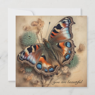 Carte Papillon avec ailes motifs paon personnalisable