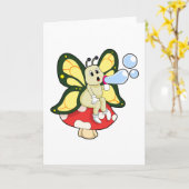 Carte Papillon avec bulles de savon (Fleur jaune)