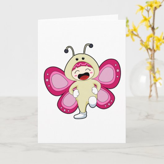 Carte Papillon avec costume (Fleur jaune)