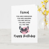 Carte Papillon Avec Message Anniversaire Pour Votre Ami (Fleur jaune)