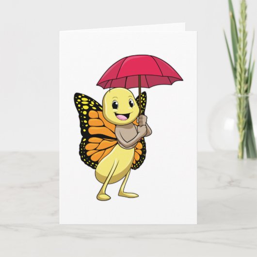 Carte Papillon avec parapluie (Devant)
