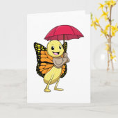 Carte Papillon avec parapluie (Fleur jaune)