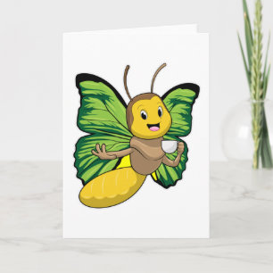 Carte Papillon avec tasse de café