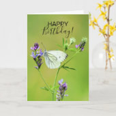 Carte Papillon blanc à veine verte (Fleur jaune)