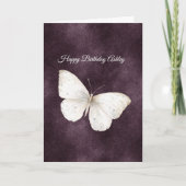 Carte Papillon Blanc Anniversaire Violet (Devant)