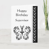 Carte Papillon blanc noir classique d'anniversaire de (Devant)