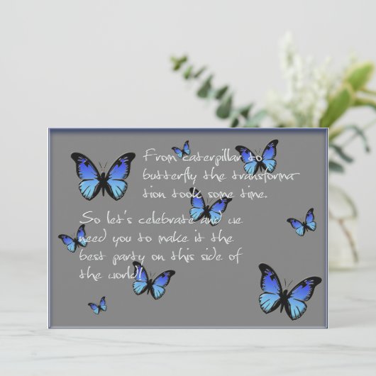 Carte papillon bleu (Debout devant)