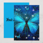 Carte Papillon bleu élégant (Devant / Derrière)
