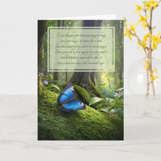 Carte Papillon Bleu Sentimental de Bon Rétablissement da (Fleur jaune)