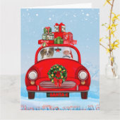 Carte Papillon Chien En Voiture Avec Le Père Noël (Fleur jaune)