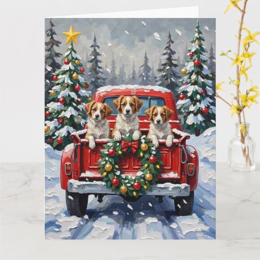 Carte Papillon Christmas Red Truck Holiday (Fleur jaune)