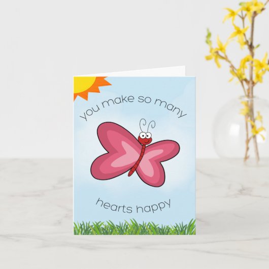 Carte papillon cœur (Fleur jaune)