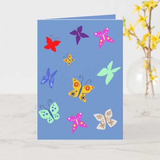 Carte Papillon Coloré Vide (Fleur jaune)