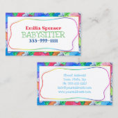 Carte Papillon colorée pour garde d'enfants et gar (Devant / Derrière)