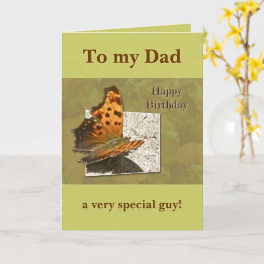 Carte Papillon Comma de l'aile d'Anniversaire (Fleur jaune)