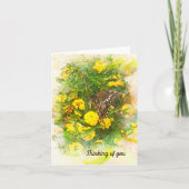 Carte Papillon contre les fleurs jaunes Pensez à vous (Devant)