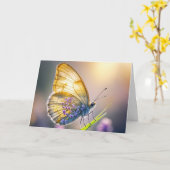 Carte Papillon d'anniversaire avec des fleurs violettes (Fleur jaune)