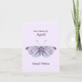 Carte Papillon d'art diamant blanc petit violet d'avril (Devant)