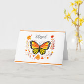 Carte Papillon d'automne personnalisé (Fleur jaune)