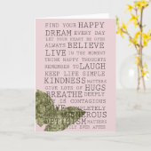 Carte Papillon de bijoux en or avec des mots inspirants (Fleur jaune)